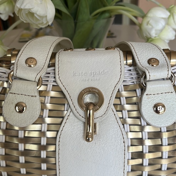 Kate Spade gold and white rattan style bag - Picture 3 of 11